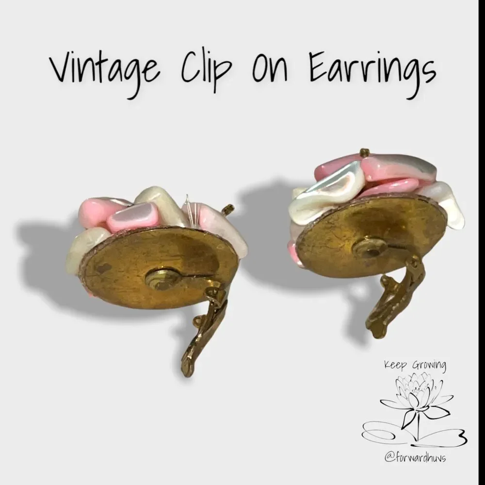 Vintage Mother of Pearl Shell Clip on Earrings